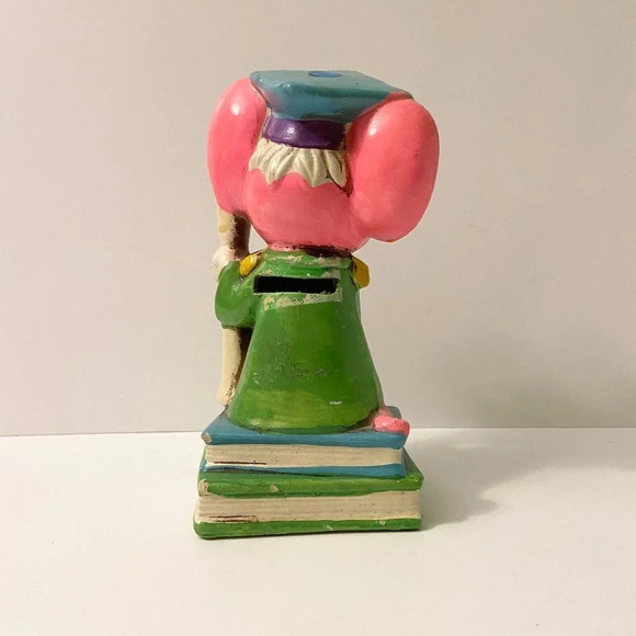 Vintage 1968 OSL Coin Bank Japan Graduating Pink Mouse  7 Inch Tall Figurine - Picture 5 of 16